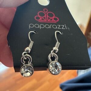 Paparazzi Silver Earrings with Clear Gems